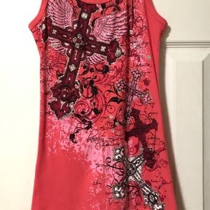Ransom Tops - Women’s Ranson Pink Tank Top with rhinestones Ransom Tops - Women’s Ranson Pink Tank Top with rhinestones